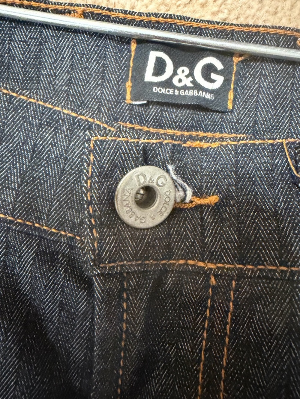 Dolce & Gabbana Dark Blue Denim Jeans with Tan Patch - Picture 4 of 7